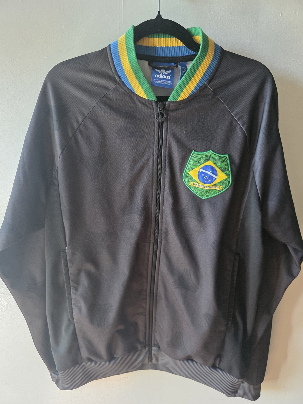 Adidas Originals Brazil Track Jacket Mens Black Green Yellow Soccer Full Zip